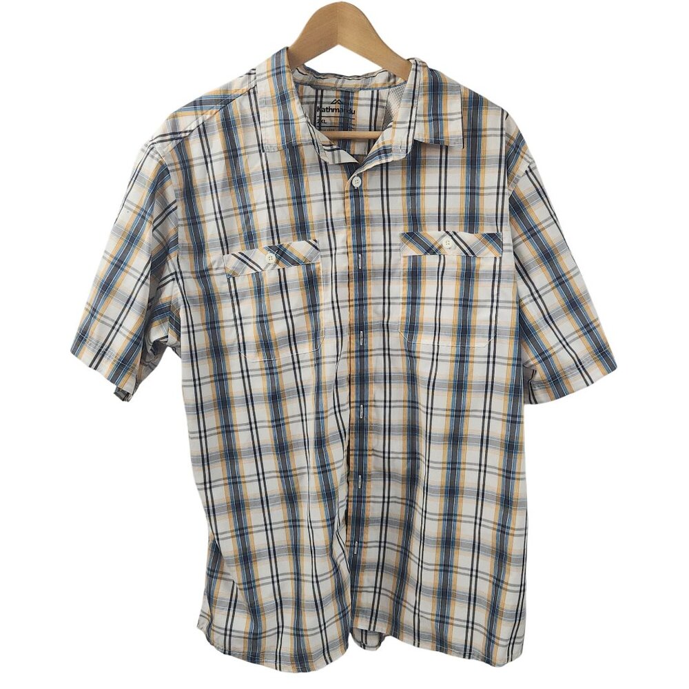 Kathmandu Regular Fit Short Sleeve Plaid Shirt W/ Button Pockets Men Size 2XL